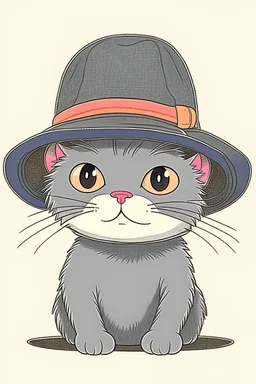 Cat wearing Hat, anime, ghibli