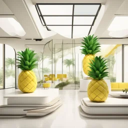 A tourist resort in the shape of a pineapple, interior design, section