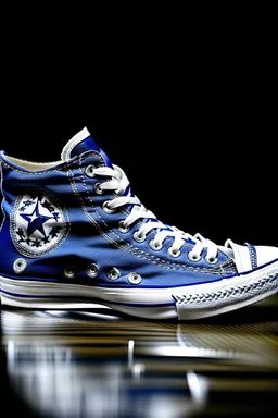 A converse sneaker, covered in Dallas cowboys theme