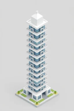 low poly 3D simple modern isometric tower with many similar floors