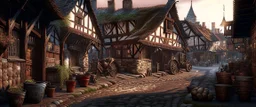 typical town during the iron age realistic, photorealistic, natural lighting, very detailed complex picture sharp intricate details HDR 4k Unreal Engine Octane