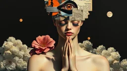 suggestive meditation,, collage, pop surrealism, dark