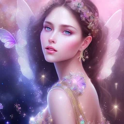 one big crystal subtle in a galactic ambiance with a beautiful girl with butterfly wings, transparent flowers, delicate colors, in the foreground, full of details, smooth,soft light atmosphere, smooth, extremely sharp detail, finely tuned detail, ultra high definition, 8 k, unreal engine 5, ultra sharp focus