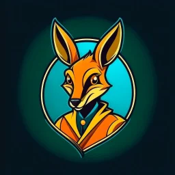 Kangaroo Mascot Logo in the style of 1997 pop culture, Fancy, Professional, Hotel Logo, ralph lauren look-alike.