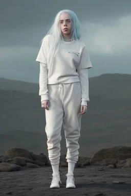 Billie Eilish, underpants, white socks, pale skin, high detail, realistic, 8k, not to be distinguished from a photo