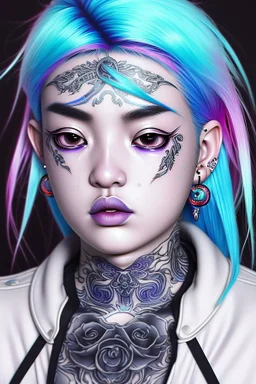 asian cool stylish, billie elish lookalike, with piercings,rainbow hair, androgynous look, epic colour treatment, cinematic colour treatment, meticulously intricate perfectly symmetrical extremely detailed, pixiv daily ranking, pixiv, extreme depth of field, artstation, spectacular details, volumetric lighting, masterpiece, cinematic, Hollywood production, 8k resolution, high definition, max octane render, vivid colors, max resolution, max perfectionism, realistic composition, professional photo