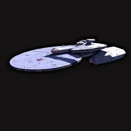 The starship Mercury from Star Trek, a elongated version of the 1701-D with 6 warp nacelles and a hammer head shark shaped saucer and engineering section, heavily armored, red lighting, dark gray exterior