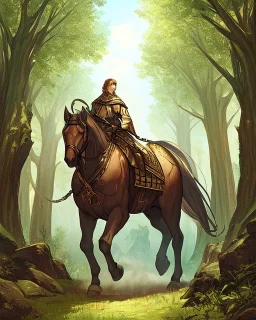 A centaur majestically galloping through the dense forest in the style of gustav dore, fantastical landscape, soft strokes , mythology portrait, classic painting