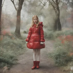 Disney alice in wonderland, red, autochrome, plastic puffy jacket