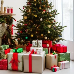 CHRISTMAS TREE WITH GIFTS UNDERNEATH