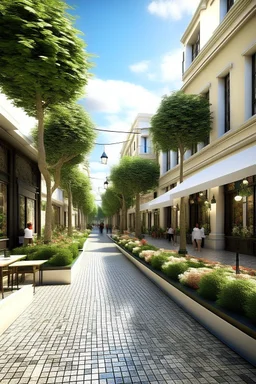 the design of a pedestrian street environment in the romantic, modern and fabulous style