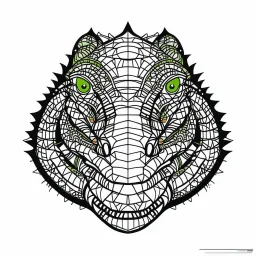 Alligator, mandala, minimal lines, cartoon, white back ground color, real style, realistic, minimalistic, minimal black line art, line art, crisp line art, unique coloring sheet, outlined, outline, crisp, crisp line edges, illustration, thin lines, crisp clear lines, line art, clean line art, unique, 8k, amazing, masterpiece, no colors, no dark color, no black color, avoid thick black, minimalistic line edges, pure white back ground, image character full fit to page,