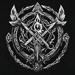 Sketch of a tattoo of the Slavic symbol dark blood on a black background