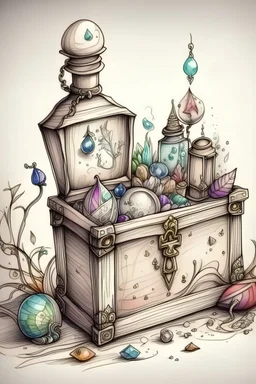 beautiful trinklets and treasure sketch art with space