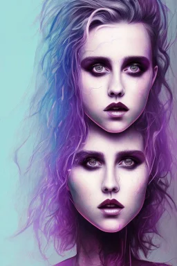 Danish singer MØ face, Abstract, purple tones,