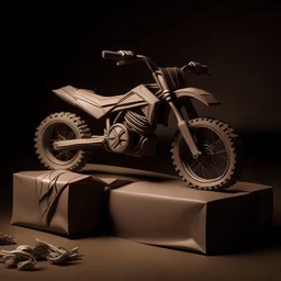 A present wrapped in the outline shape of Dirt Bike