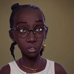 Portrait of a pretty 9 year old African witch with glasses by Nick Harris