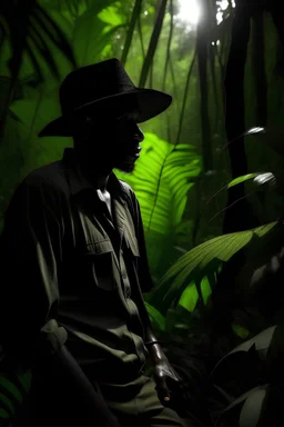 reminiscing shadow man in jungle