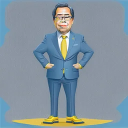 Caricatura del presidente de Colombia Gustavo Petro Urrego cuerpo completo serio