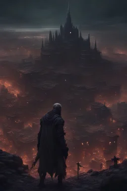 Evil gloomy landscape desolated cities,AI took over humanity , detailed dark pretty cinematic, ultra detailed,demons lurk, vintage, detailed, cold, triadic colors, intricate details, sharp focus, trending on artstation, hyper detailed painting by Ant Lucia, CGSociety, ZBrush Central, fantasy art, high resolution