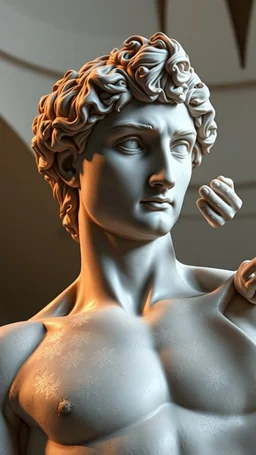 Hyperrealistic 4k image, ultra quality, of Michelangelo's David sculpture. Full body