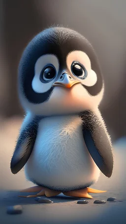 cute baby penguin, pixar style
