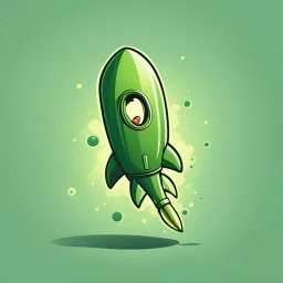 green rocket cartoon stylized