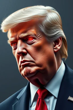 Portrait of Donald trump, half cyborg