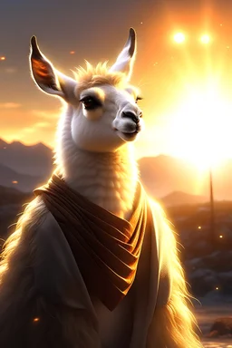Digital art, high quality, digital masterpiece, natural illumination, spotlight, sunset, realistic, film style, beautiful, (full body:3), (1 peruvian llama man, wearing a peruvian suit:3), (llama head:1.8), (sexy eyes:1.6), tan skin, (Inca costume:1.5), (White fur:1.8), (Inca town:1.8), (Peruvian valley at background:2)