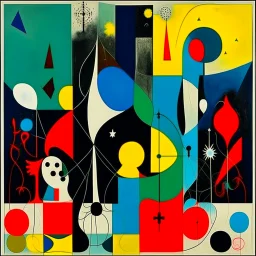 Abstract surrealist painting, geometric eulogies, by Joan Miro