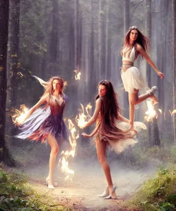 photo quality, young beautifil pagan witches dancing, ultra realistic, perfect