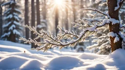 A stunning snow-covered Arafed branch glistens in the soft winter light, with the sun shining through the branches. This captivating photo by Erik Ortvad, a Shutterstock contest winner, captures the naturalism and beauty of a snowy landscape. The image portrays a peaceful scene, with a light snowfall and evergreen branches in a snowy forest setting. The wintry light creates a bright and serene atmosphere, while the pine color scheme adds to the overall beauty and tranquility of the image.