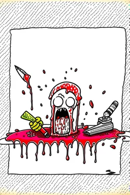 blood on one paper cartoon art