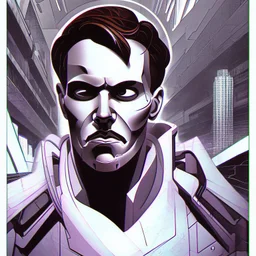 Futuristic, cyberpunk, Friedrich Nietzsche,Comic style