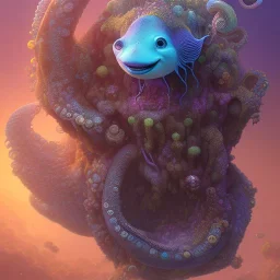 pixar style, volumetric sunken temple environment and background, realistic painting of a mermaid and octopus, looking excited, detailed digital painting, extreme dense and fine fur, anime, ornate, colour-washed colors, elegant, small minutiae, tiny features, particulars, centered, smooth, sharp focus, renderman gofur render, 8k, uhd, detailed eyes, realistic shaded volumetric lighting, sunlight caustics, backlight, centered camera view