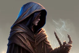 cloaked and dark hooded sorcerer