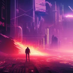 cyberpunk, landscape, GUITARS, cinematic, highly detailed, close up, 4k, deep colors, gold, fire, red, purple, dark, ethereal, utopia, apocalypse, from outer space