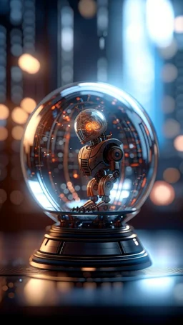 robot hypnosis survivor inside a Crystal ball, shot on Hasselblad h6d-400c, zeiss prime lens, bokeh like f/0.8, tilt-shift lens 8k, high detail, smooth render, down-light, unreal engine, prize winning