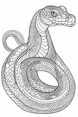 Outline art for coloring page, GROOVY KING COBRA, coloring page, white background, Sketch style, only use outline, clean line art, white background, no shadows, no shading, no color, clear