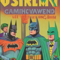 A 1980 comic cover of a dark universe masonic sad drunk batman cosplay convention, green batman, orange batman, cyan batman, white batman.