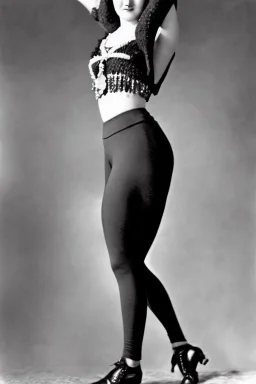 Ziegfeld Girl with short hair on leggings