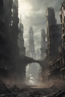 city, build in the decaying corpse of a titan