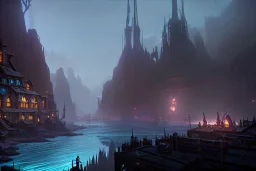 magic clifs low town under city fantasy dungeon punk dark river