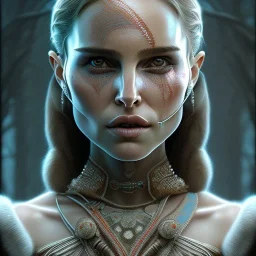 symmetry!! portrait of natalie portman in the style of god of war, machine parts embedded into face, intricate, elegant, highly detailed, digital painting, artstation, concept art, smooth, sharp focus, illustration, art by artgerm and greg rutkowski and alphonse mucha, 8 k