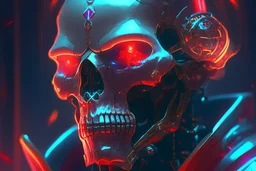 A glass headed skull with glowing ruby eyes wearing a futuristic uniform, 8k resolution concept art portrait by Greg Rutkowski, Artgerm, WLOP, Alphonse Mucha Boris Vallejo dynamic lighting hyperdetailed intricately detailed Splash art trending on Artstation Unreal Engine 5 volumetric lighting