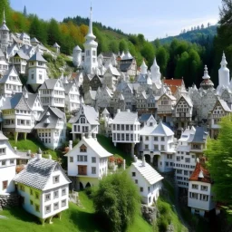 A white village in the sky designed in German folk art