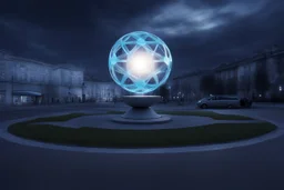 статуя на улице, Шар как атом/молекула: Сделать поверхность шара похожей на модель атома или молекулы, используя геометрические формы, светящиеся элементы или проекцию. . Для этого можно использовать различные геометрические формы, такие как круги, треугольники, шестиугольники и т. д., чтобы создать абстрактное изображение структуры атома или молекулы. Кроме того, возможно использование светящихся элементов, чтобы придать статуе особую магическую атмосферу и привлечь внимание прохожих ночью.