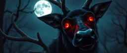 eyes of dracula bat hound reindeer with the moon as the pupils