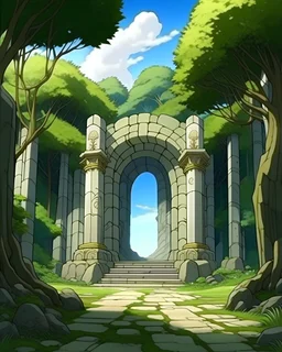 portal pedra floresta anime