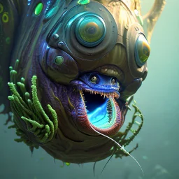 fluid ink angler fish creature, unreal engine 5, 8k resolution, photorealistic, ultra detailed